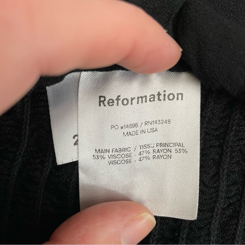 Reformation Black Ana Corset Style Fitted Top Blouse with Puff Sleeves Size 2 - Picture 7 of 8